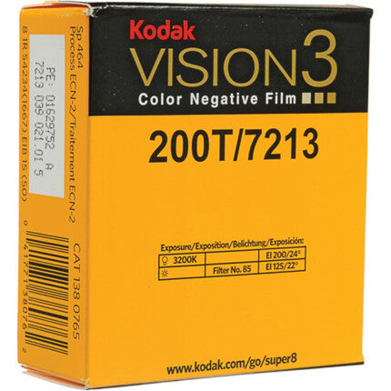 Kodak VISION3 200T Color Negative Film 5213/7213 - Super 8mm 50 ft. Cartridge